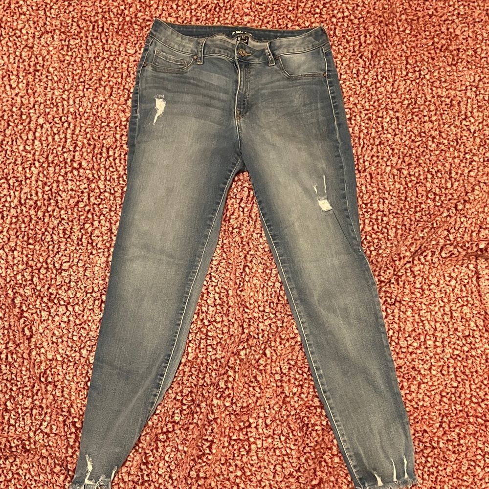 Rewash Women's Distressed Gray Skinny Jeans